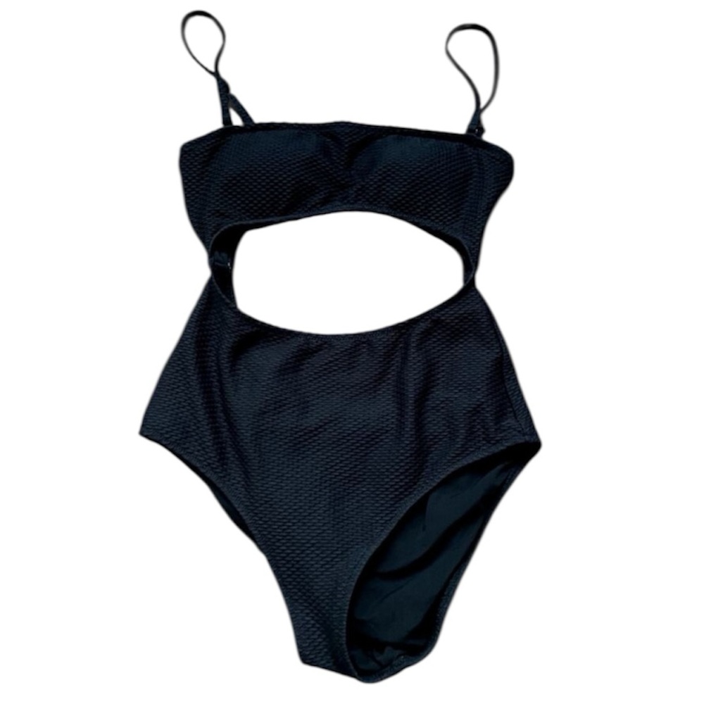 Aerie Black Cutout One-Piece Swimsuit
